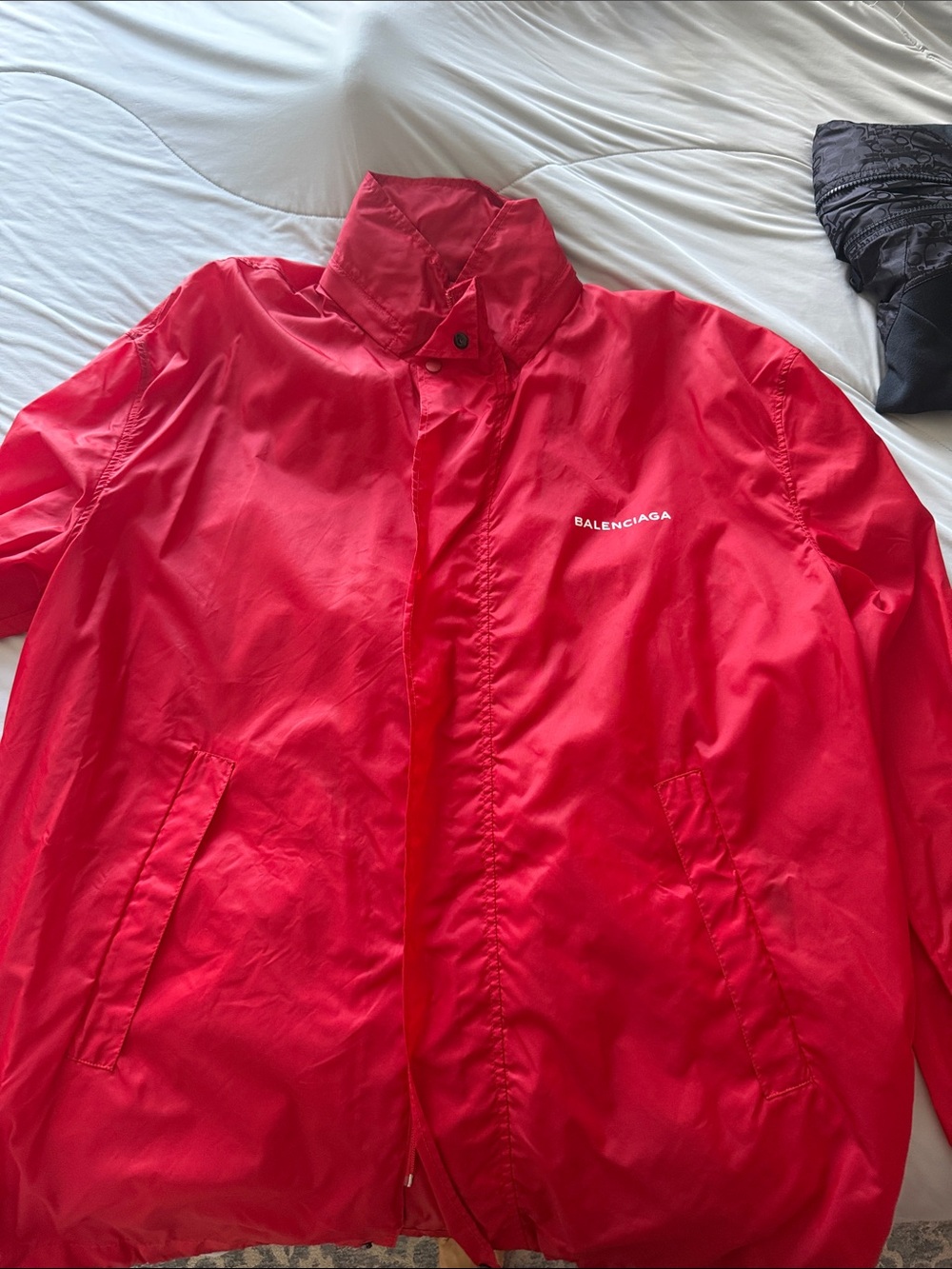 Balenciaga Men's Bright Red Logo Windbreaker Jacket